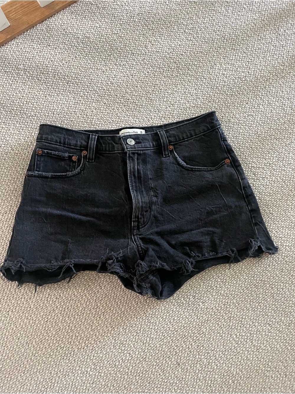 Abercrombie The cutoff short High rise Black Frayed Hem Denim Shorts
